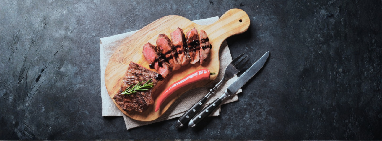 Grilled steak with grill marks