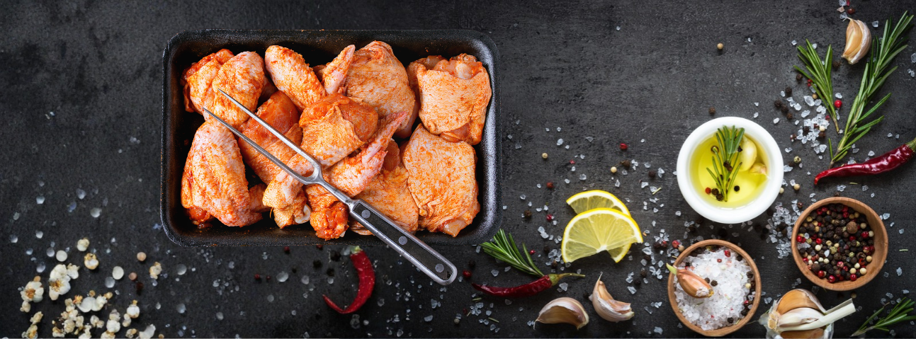 Marinade ingredients - lemon juice, soy sauce, olive oil, garlic, herbs