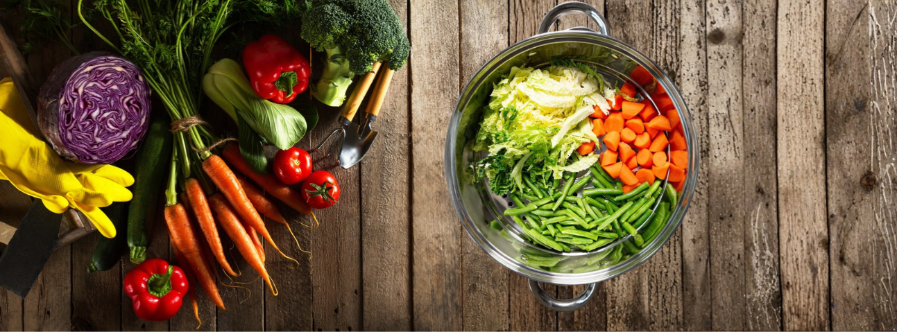 vegetables arranged in a single layer